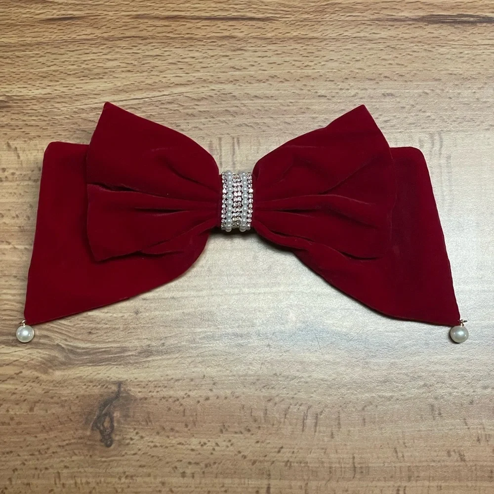 Oversized Black Velvet Bow French Barrette Hair Clip